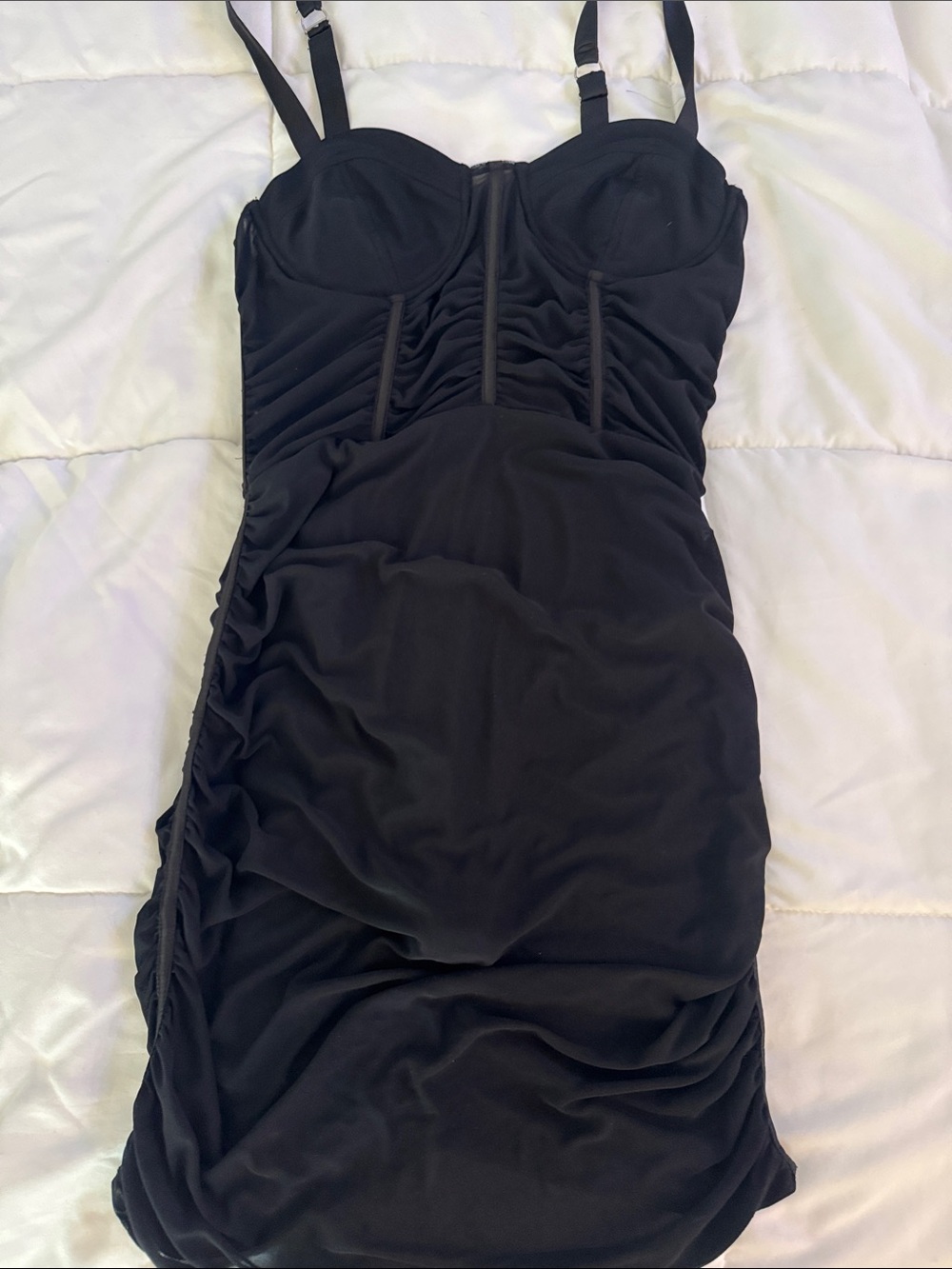 Black Ruched Bustier Mini Dress - Women Dresses